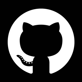 Github logo of the front profile of a cat with a tail inside a circle.